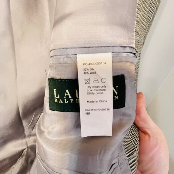 Lauren Ralph Lauren Silk & Wool Glen Plaid Sportcoat Suit Jacket 48 R - Picture 3 of 5